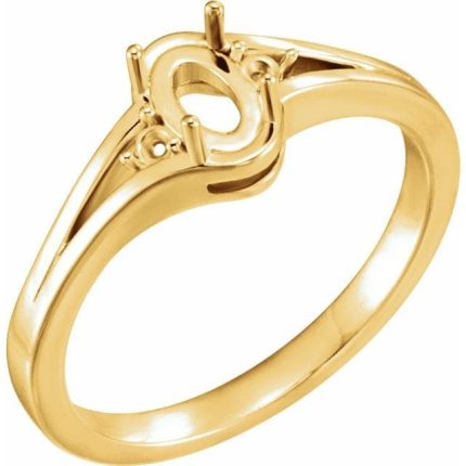 14K Yellow 6x4 mm Oval Accented Ring Mounting