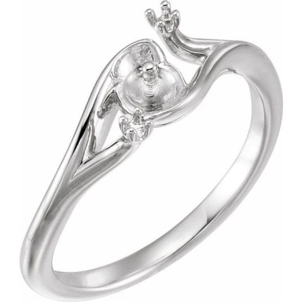 14K White Bypass Ring Mounting for 6-6.5 mm Pearl