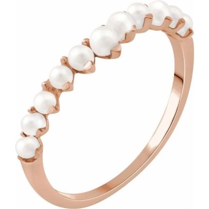 14K Yellow Cultured White Freshwater Pearl Ring