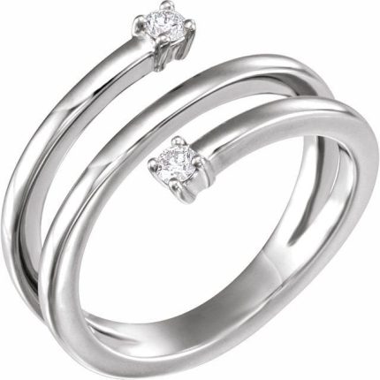 14K White Two-Stone Bypass Ring Mounting
