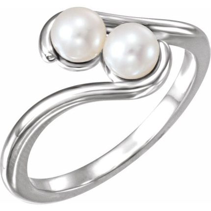 14K White Two-Stone Ring Mounting for 4.5 mm Pearls