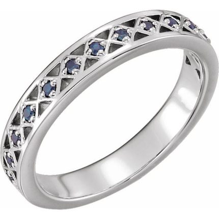 Platinum Natural Blue Sapphire Stackable Ring