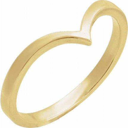 14K White V Ring