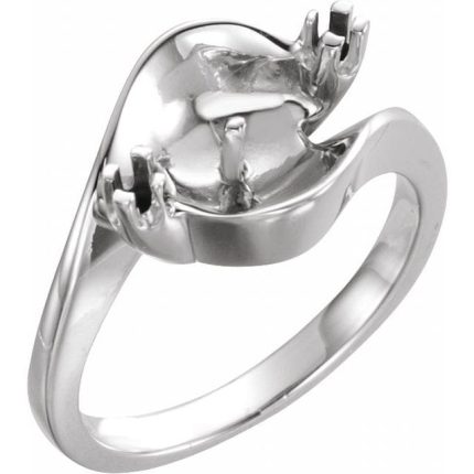 14K Yellow Accented Ring Mounting for 7 mm Pearl