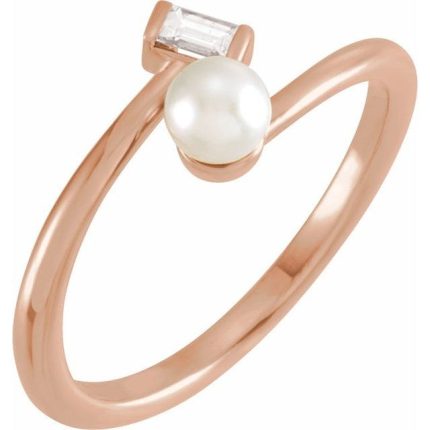 14K White Accented Bypass Ring Mounting for 4.5-5 mm Pearl