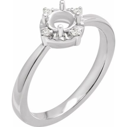 14K White Natural Mozambique Garnet & .04 CTW Natural Diamond Halo-Style Ring