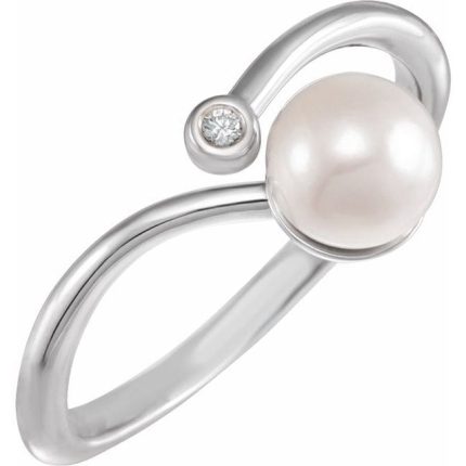 Sterling Silver Accented Freeform Ring Mounting for 6-6.5 mm Pearl