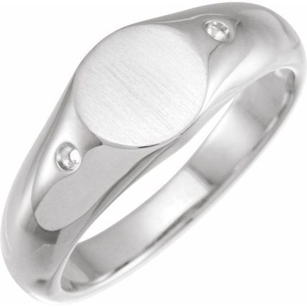 14K Yellow  .06 CTW Natural Diamond 8.6 mm Round Signet Ring