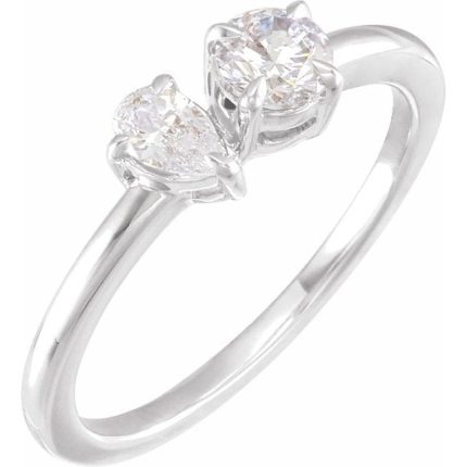14K Yellow 5/8 CTW Lab-Grown Diamond Two-Stone Ring