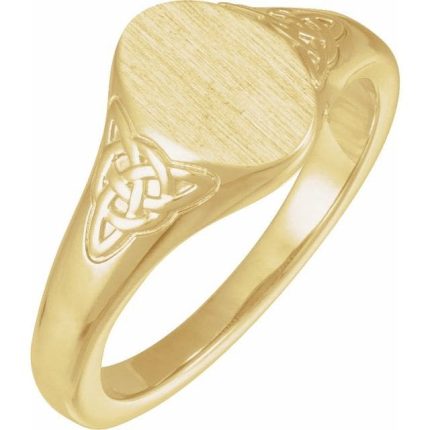 Sterling Silver Engravable Oval Celtic-Inspired  Signet Ring