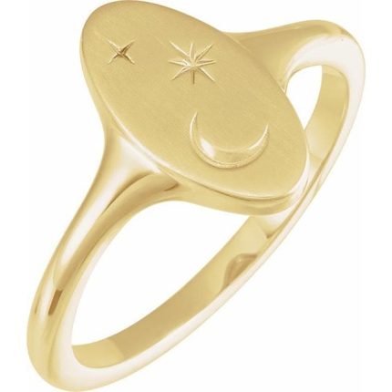 Sterling Silver Moon & Star Signet Ring