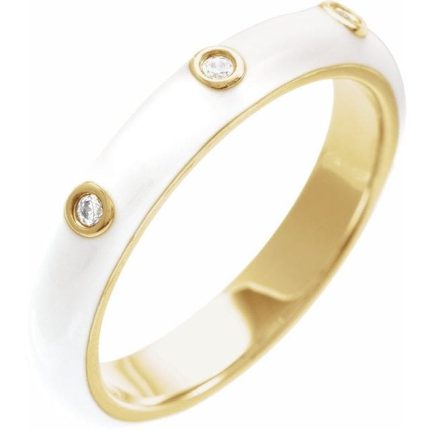 14K Yellow .05 CTW Natural Diamond & Black Enamel Ring