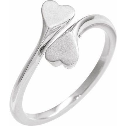 14K Yellow Engravable Double Heart Bypass Ring