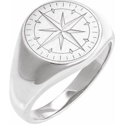14K Yellow Compass Signet Ring