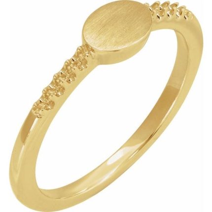 14K Yellow Engravable Accented Signet Ring Mounting
