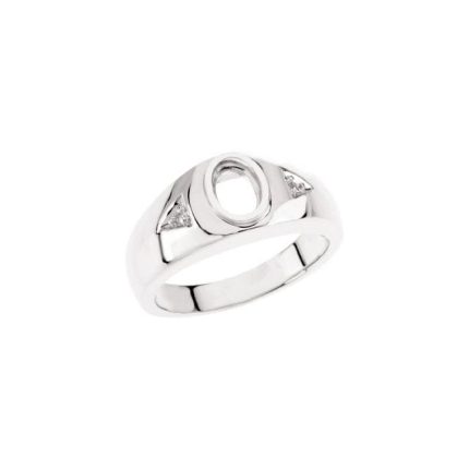 Sterling Silver 7x5 mm Oval Accented Ring Mounting