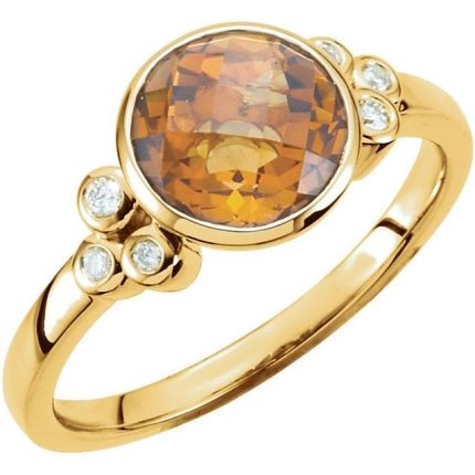 14K Yellow Natural Citrine & .07 CTW Natural Diamond Ring
