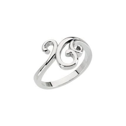 14K White Scroll Ring