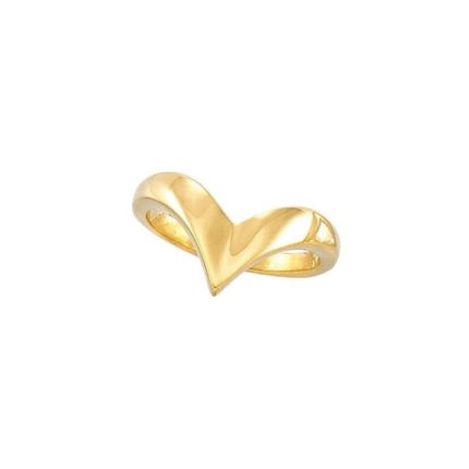 14K White V Ring