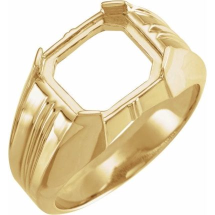 Sterling Silver 12x10 mm Emerald Ridged Cabochon Ring Mounting