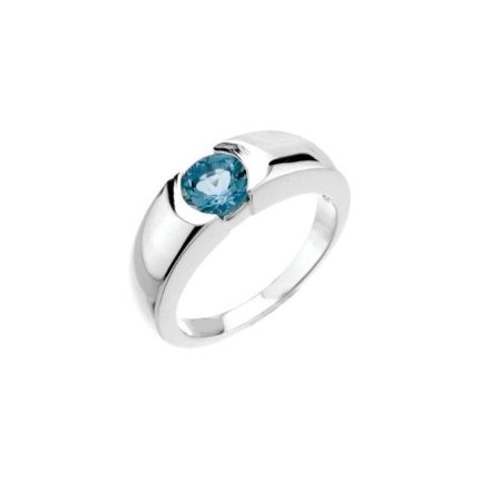 14K White Natural Aquamarine Ring