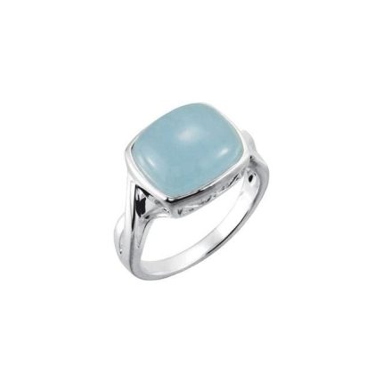 Sterling Silver Natural Aquamarine Cabochon Ring