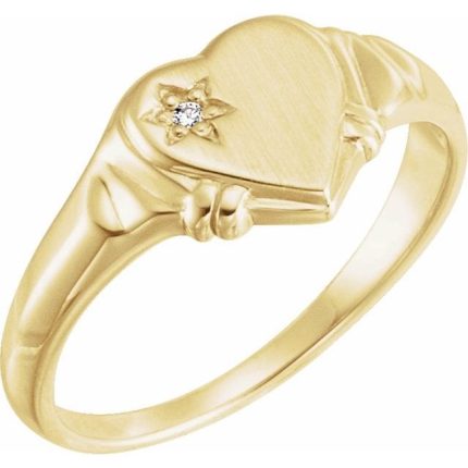 14K Yellow .01 CT Natural Diamond Heart Ring