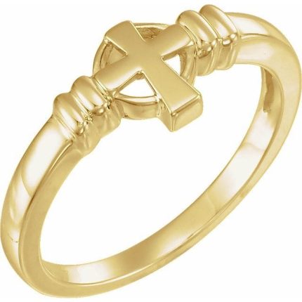 14K Yellow Cross Chastity Ring