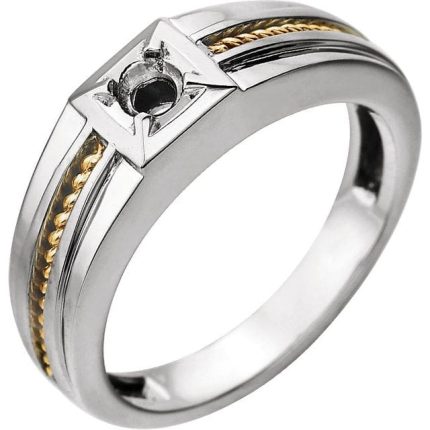 14K White/Yellow 4 mm Round Rope Ring Mounting