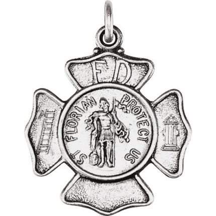 14K Yellow 25 mm St. Florian Medal Pendant