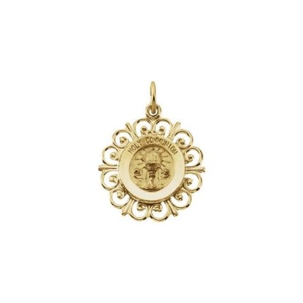 14K Yellow 20x18.5 mm Holy Communion Medal