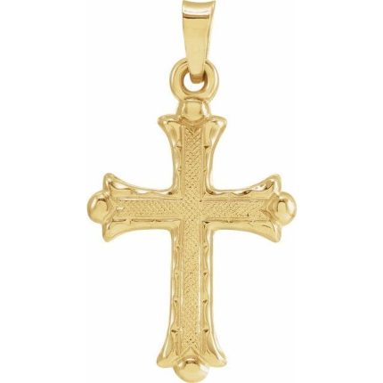 14K Yellow 33x23.5 mm Hollow Cross Pendant