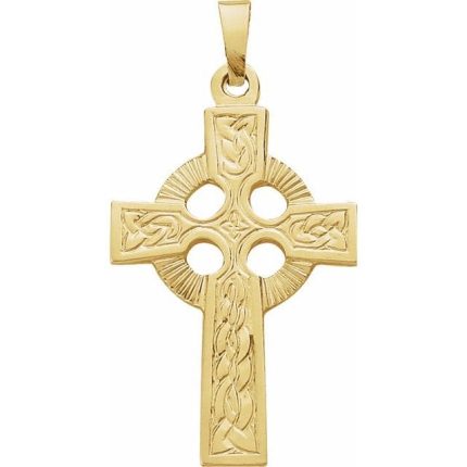 14K Yellow Celtic-Inspired Cross Pendant