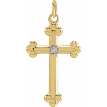 14K Yellow/White .01 CTW Natural Diamond Cross Pendant