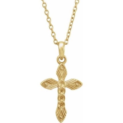 14K Yellow 4-Stone Family Cross Pendant Mounting