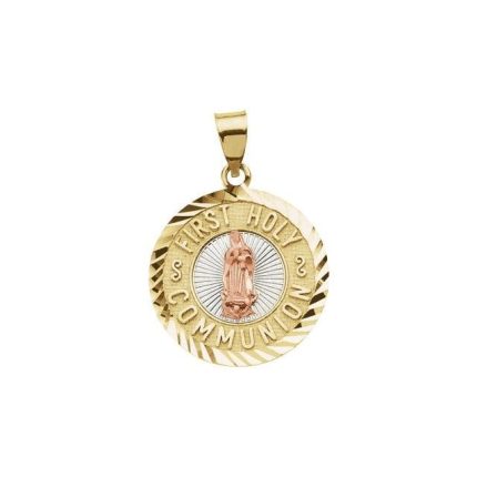 14K Yellow/Rose 15 mm First Holy Communion Medal