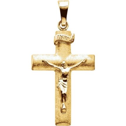 14K Yellow 35.4x16 mm Hollow Crucifix Pendant
