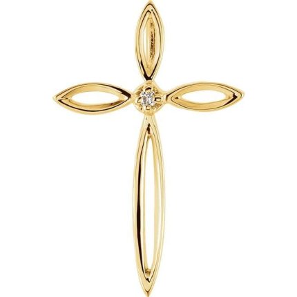 14K Yellow .01 CTW Natural Diamond Cross Pendant