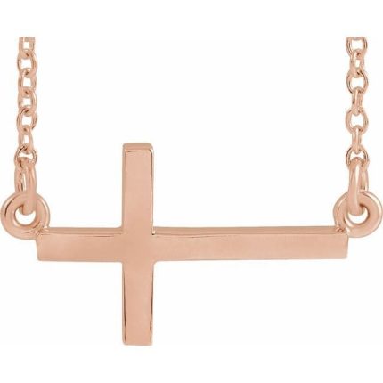 14K Yellow 22x11.5 mm Sideways Cross 16-18" Necklace