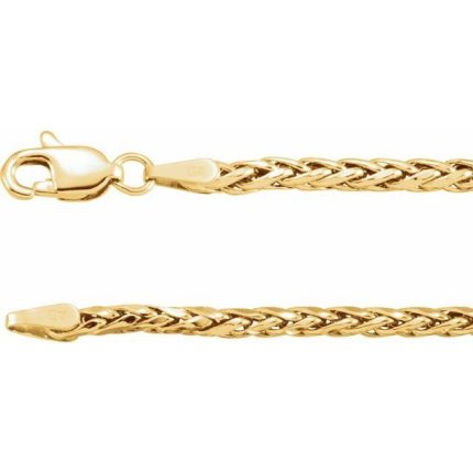 14K Yellow 3 mm Hollow Wheat 16" Chain