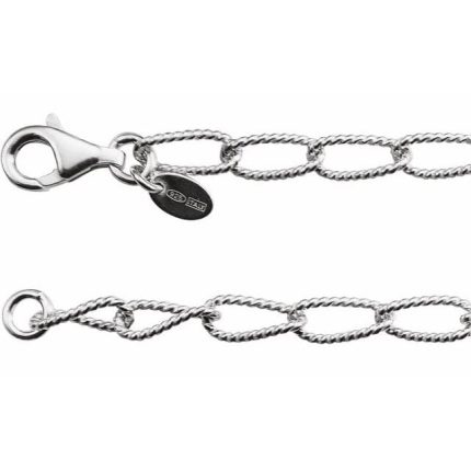 Sterling Silver 4.5 mm Knurled Curb 7" Chain