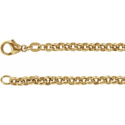 14K Yellow 3.8 mm Rolo 7" Chain