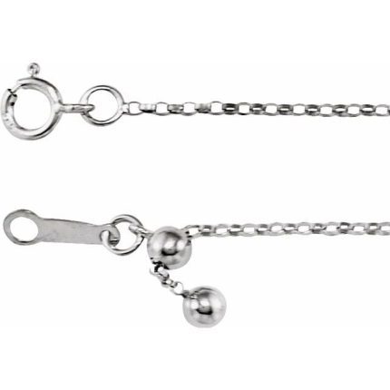 14K Yellow 1.1 mm Adjustable Rolo 16-22" Chain