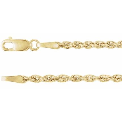 14K Yellow 2 mm Hollow Rope 16" Chain