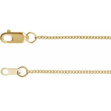 14K Yellow 1 mm Diamond-Cut Curb 7" Chain