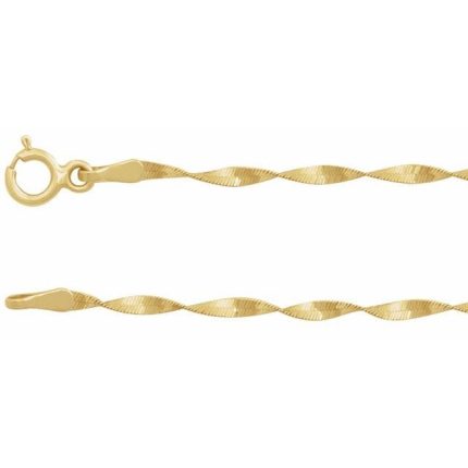 14K Yellow 1.6 mm Twisted Herringbone 16" Chain