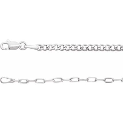 14K Yellow 2.7 mm Curb & Paperclip-Style 16" Chain