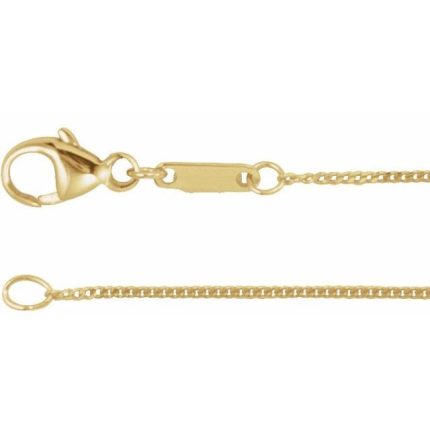 14K Yellow .8 mm Diamond-Cut Curb 7" Chain