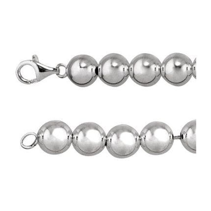 Sterling Silver 10 mm Hollow Bead 8" Chain