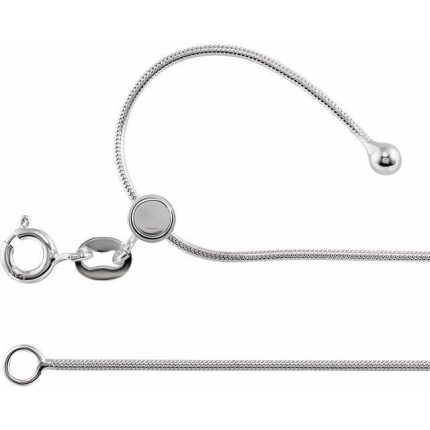 Sterling Silver 1 mm Adjustable Snake 16-22" Chain